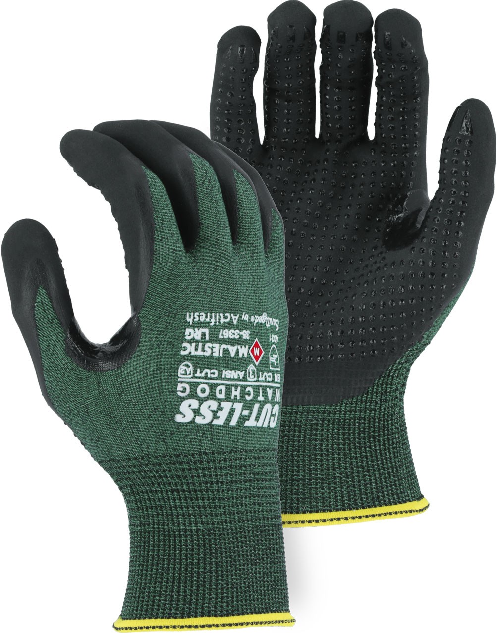 35-3367 Majestic® Cut-Less Watchdog® Glove w Micro Foam Dotted Palm